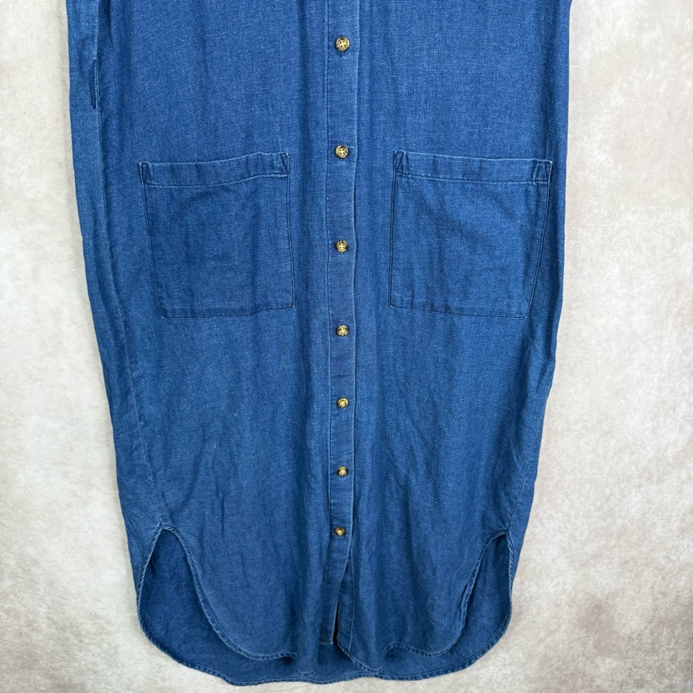 Whistles‎ Chambray Short Sleeve Midi Shirt Dress In Blue Women's Size US 6 - Picture 7 of 8